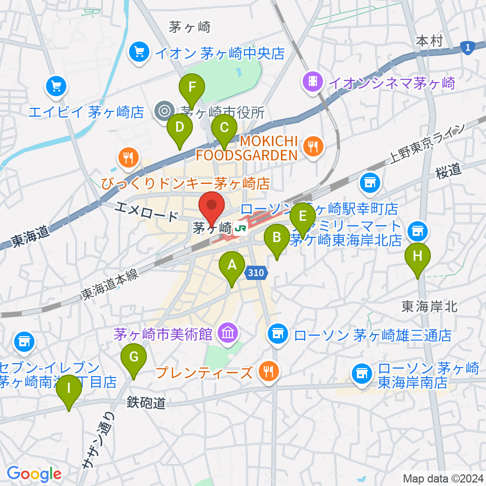 長谷川楽器北口店周辺のホテル一覧地図