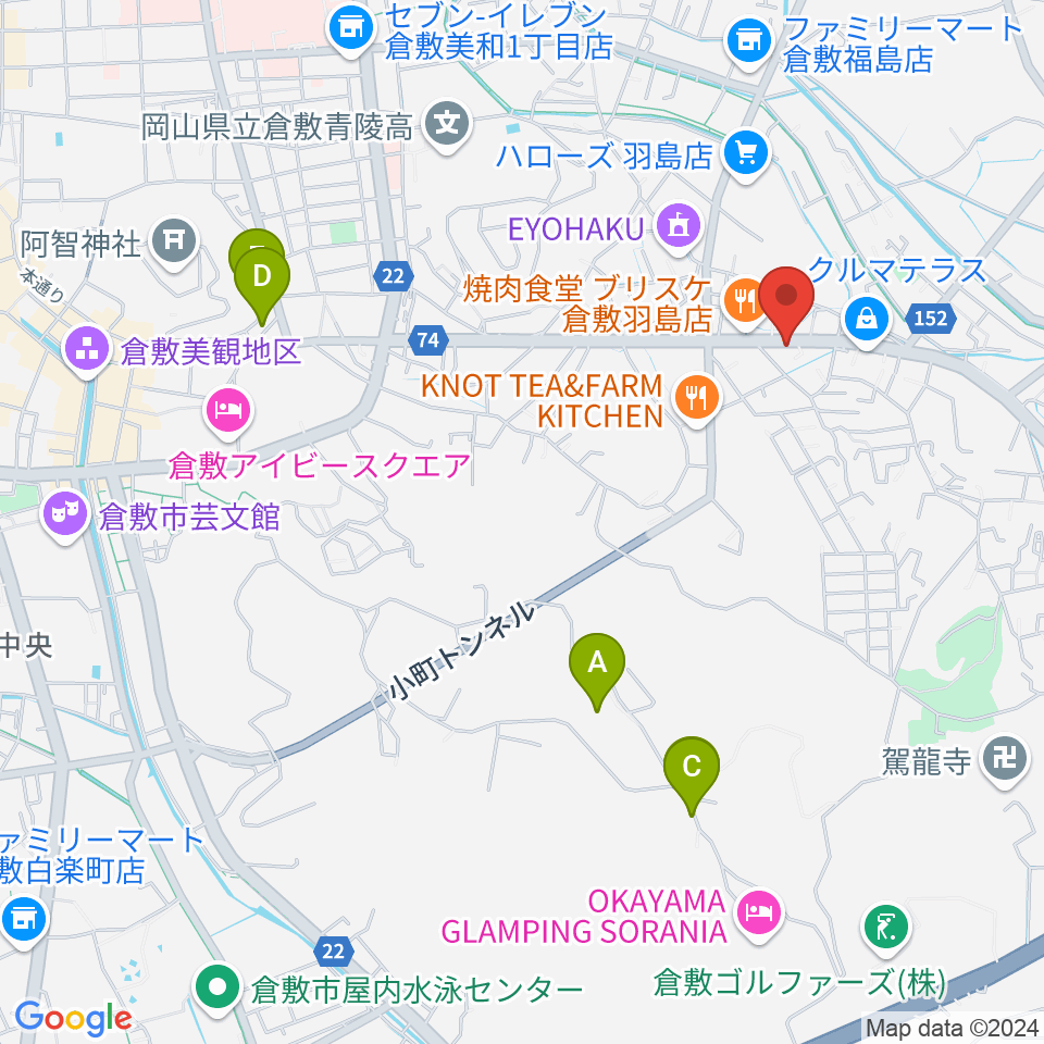 六ツ森楽器店周辺のホテル一覧地図