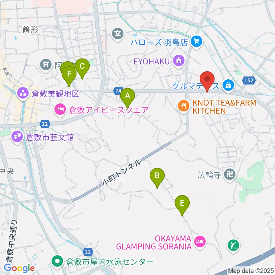 六ツ森楽器店周辺のホテル一覧地図