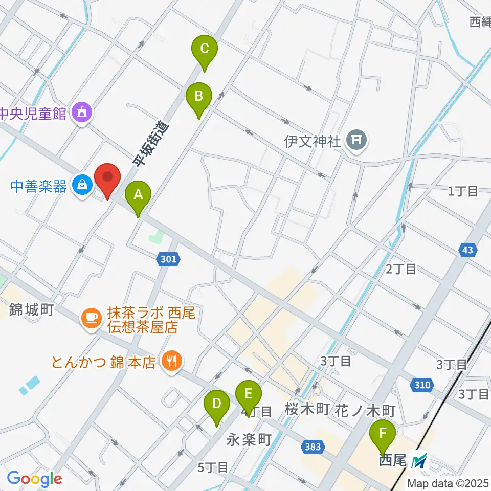中善楽器周辺のホテル一覧地図