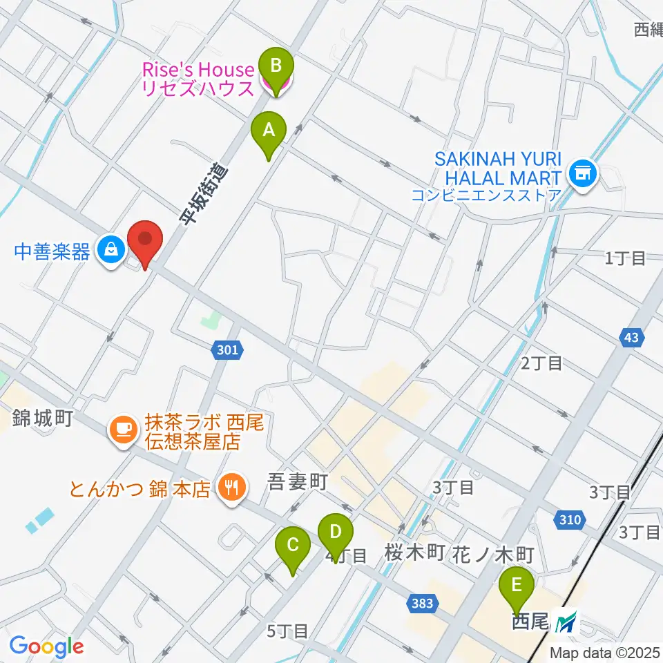 中善楽器周辺のホテル一覧地図