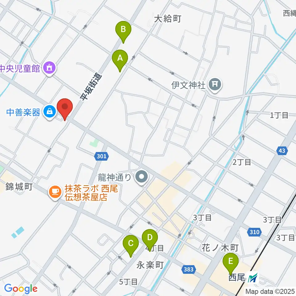中善楽器周辺のホテル一覧地図