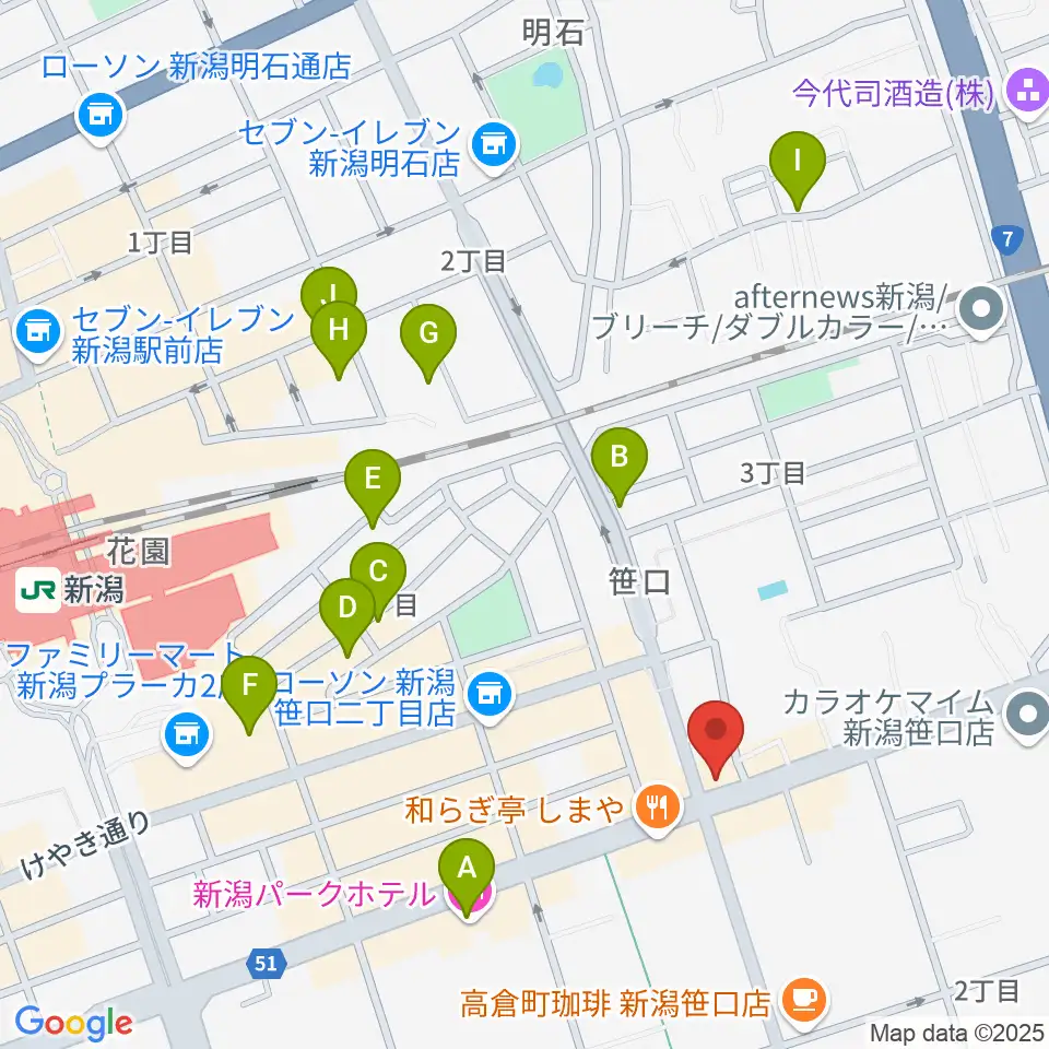 新潟中古楽器センター 新潟ショールーム周辺のホテル一覧地図