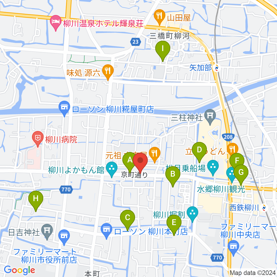 小川楽器 柳川店周辺のホテル一覧地図