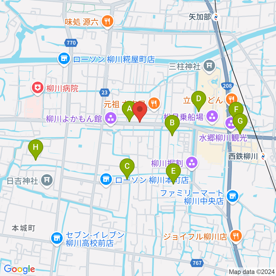 小川楽器 柳川店周辺のホテル一覧地図