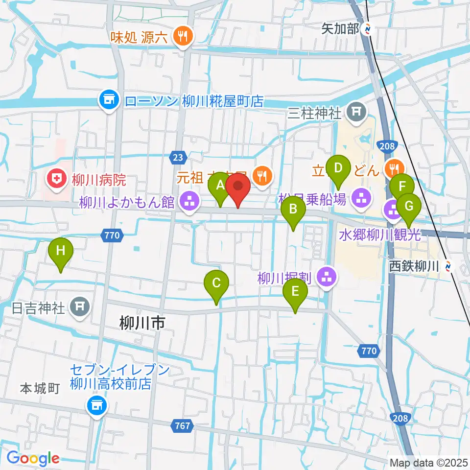 小川楽器 柳川店周辺のホテル一覧地図