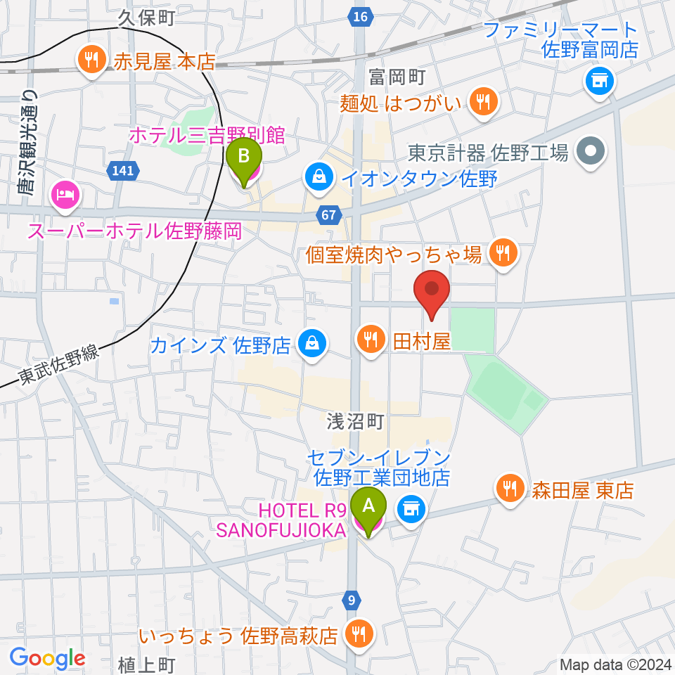 オンダ楽器周辺のホテル一覧地図