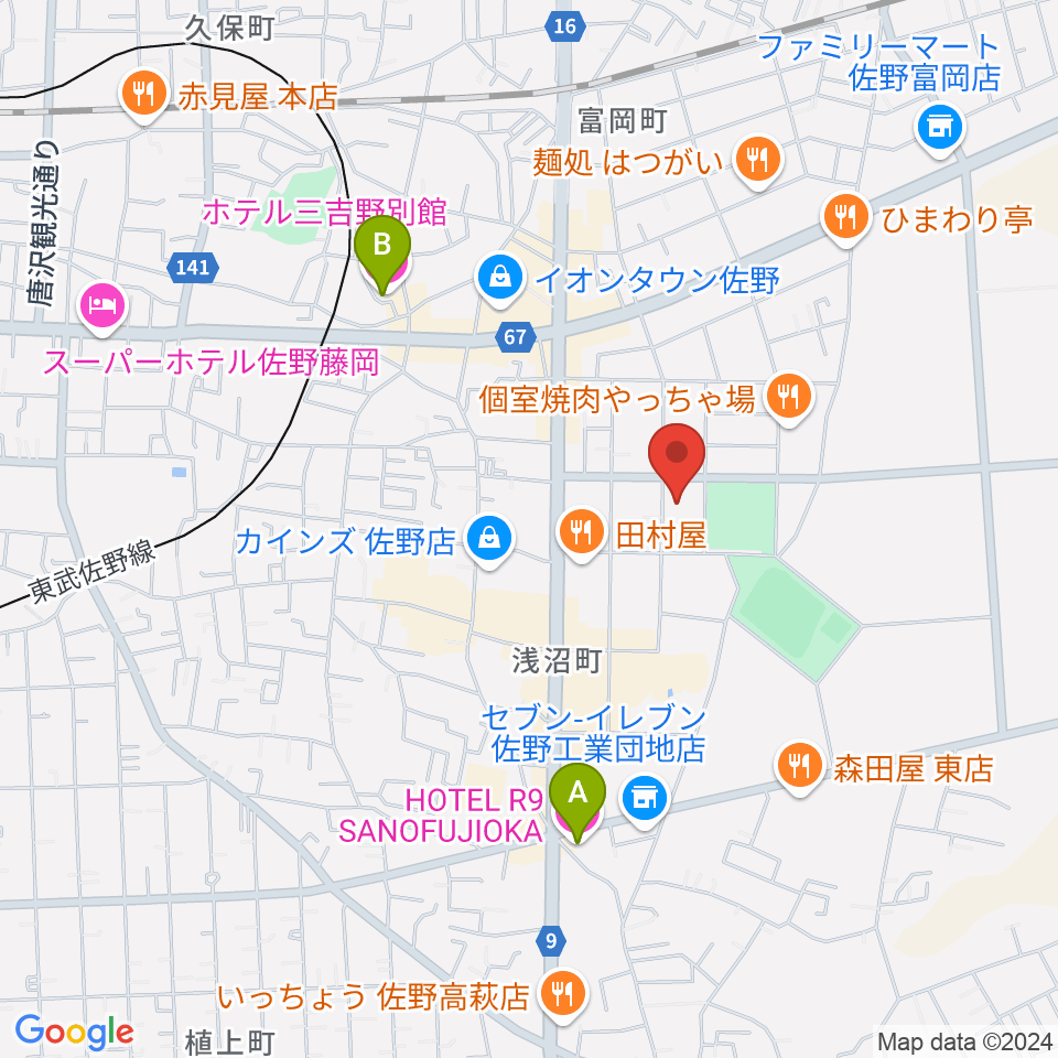 オンダ楽器周辺のホテル一覧地図