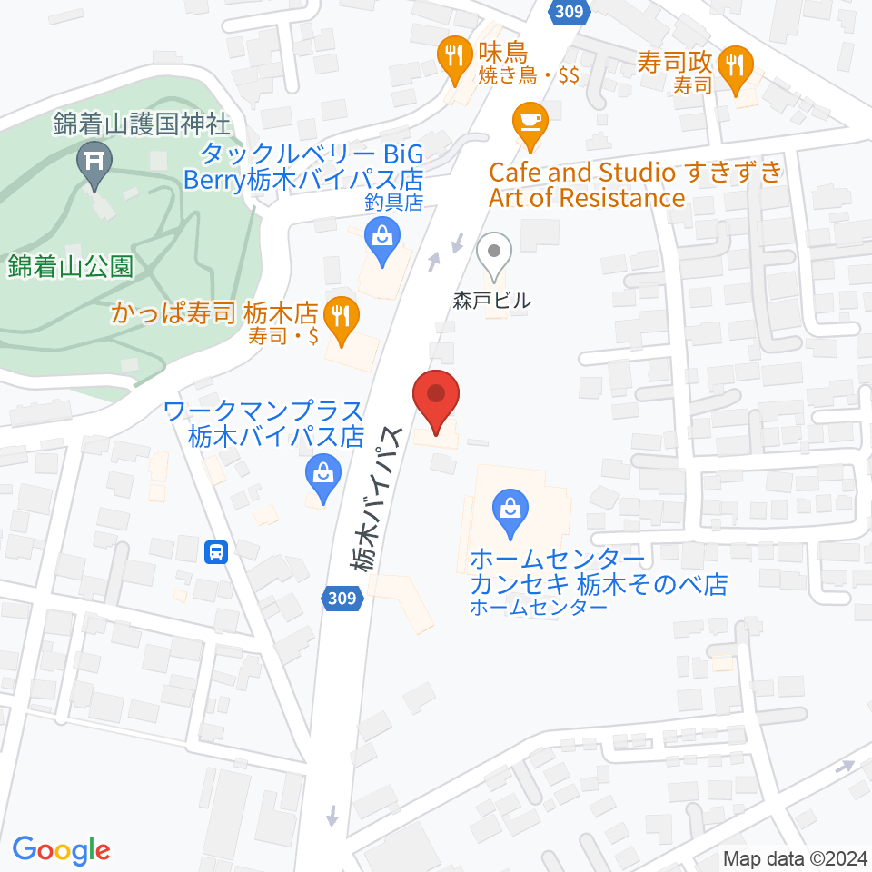 オオノ楽器 栃木店周辺のホテル一覧地図