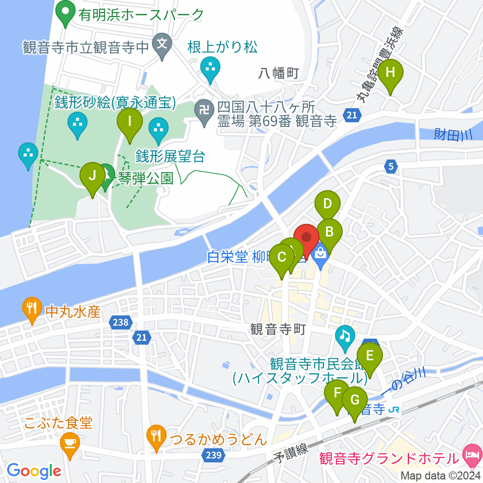 オオサカヤ 観音寺本店周辺のホテル一覧地図