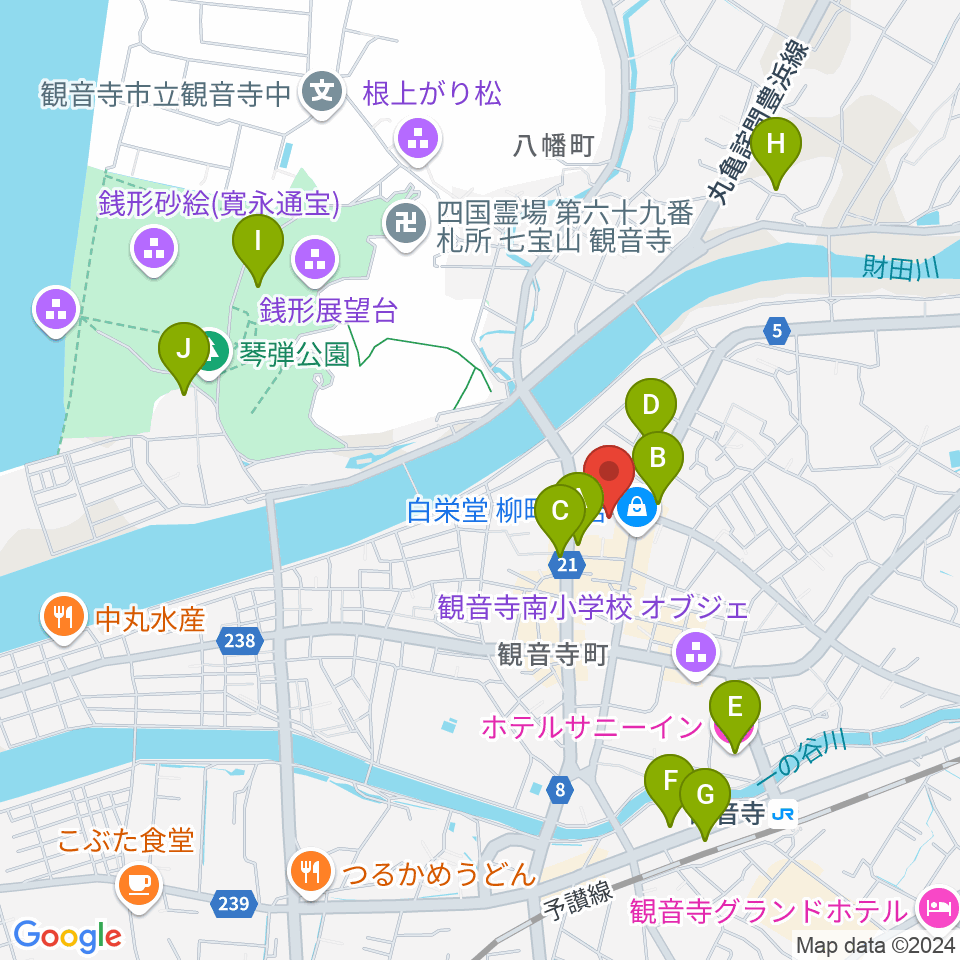 オオサカヤ 観音寺本店周辺のホテル一覧地図