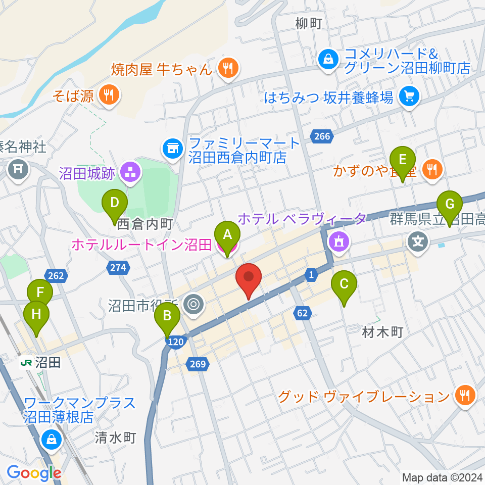 小池楽器店周辺のホテル一覧地図