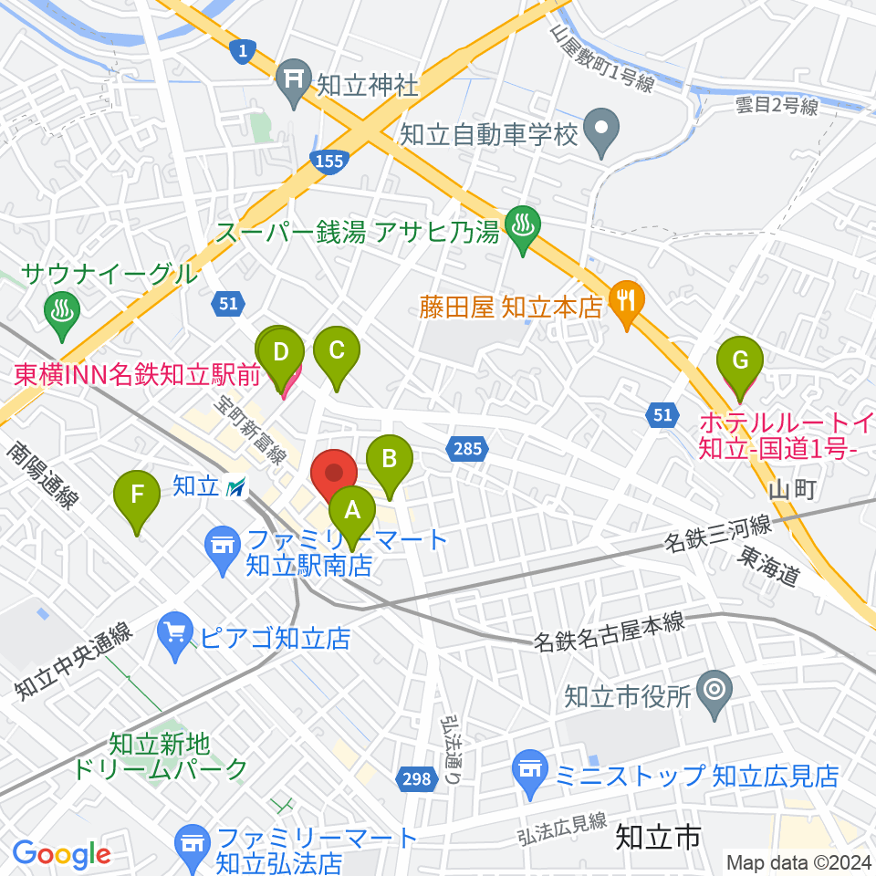 ピアノ百貨知立店周辺のホテル一覧地図