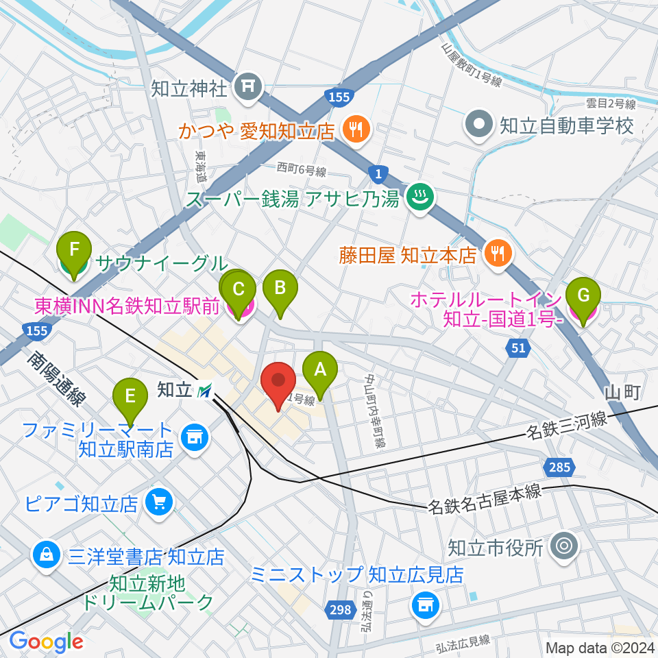 ピアノ百貨知立店周辺のホテル一覧地図