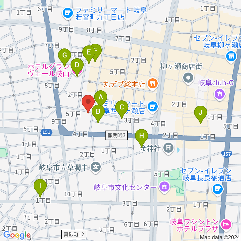 ピアノ百貨 岐阜店周辺のホテル一覧地図