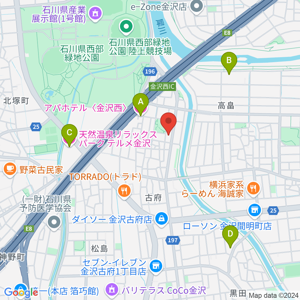 ピアノ工房カナザワ周辺のホテル一覧地図