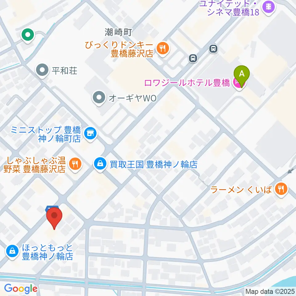 ピアノ百貨 豊橋店周辺のホテル一覧地図