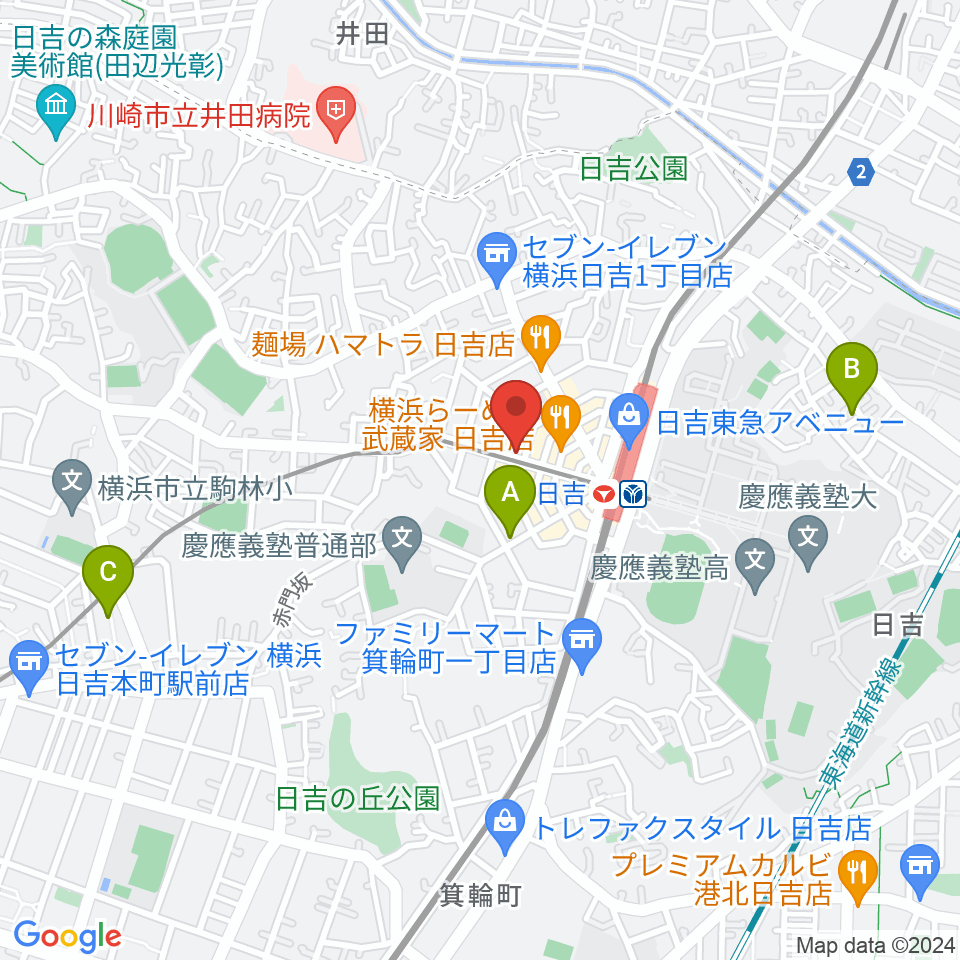 山響楽器店 日吉店周辺のホテル一覧地図