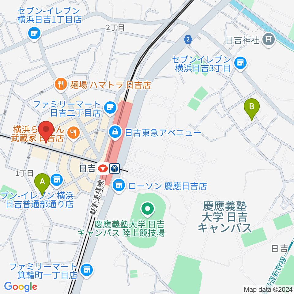 山響楽器店 日吉店周辺のホテル一覧地図