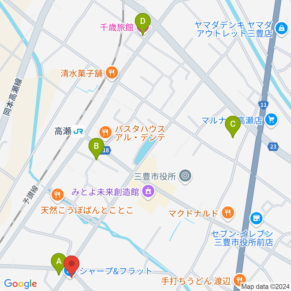 シャープアンドフラット周辺のホテル一覧地図