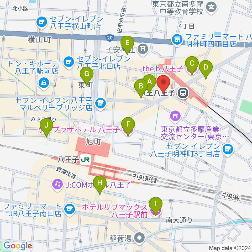 下倉楽器 八王子店周辺のホテル一覧地図