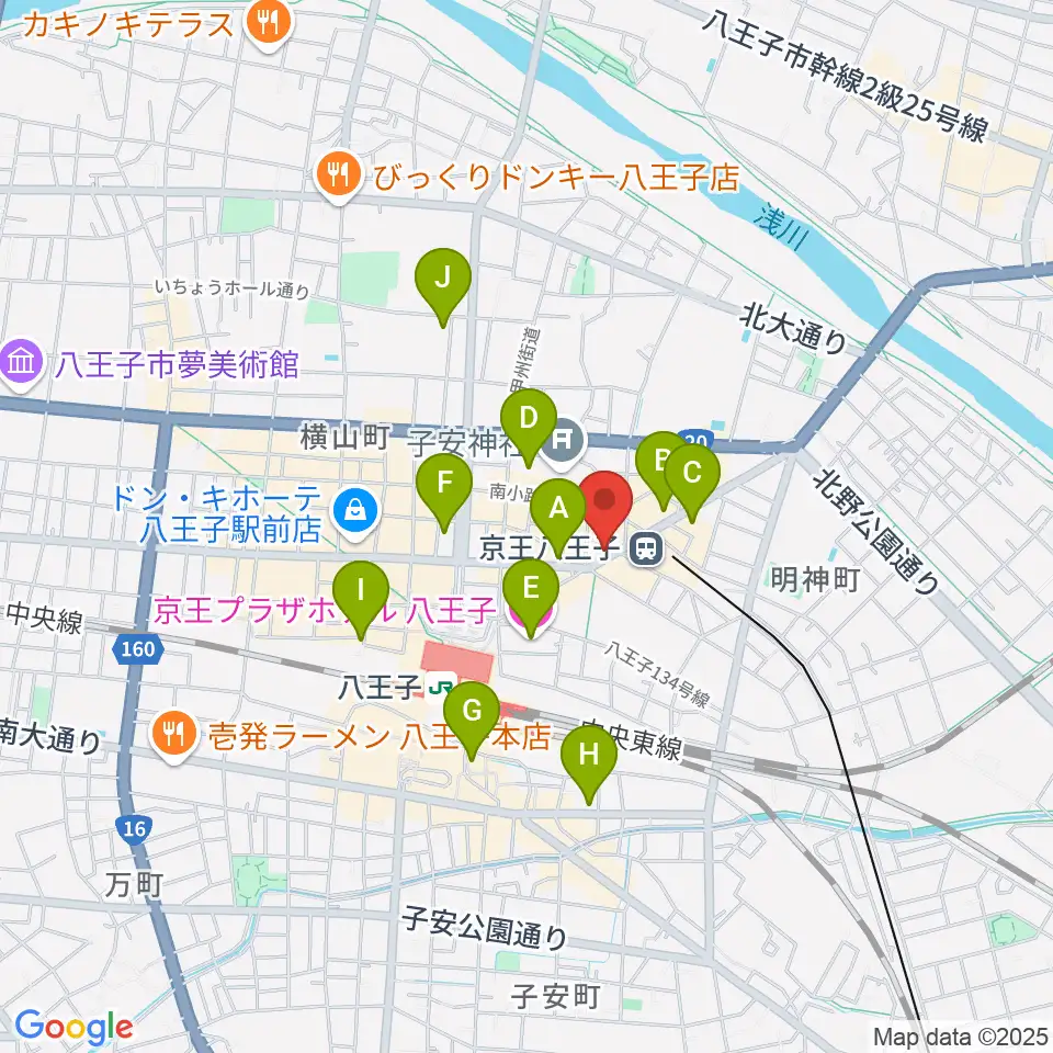 下倉楽器 八王子店周辺のホテル一覧地図