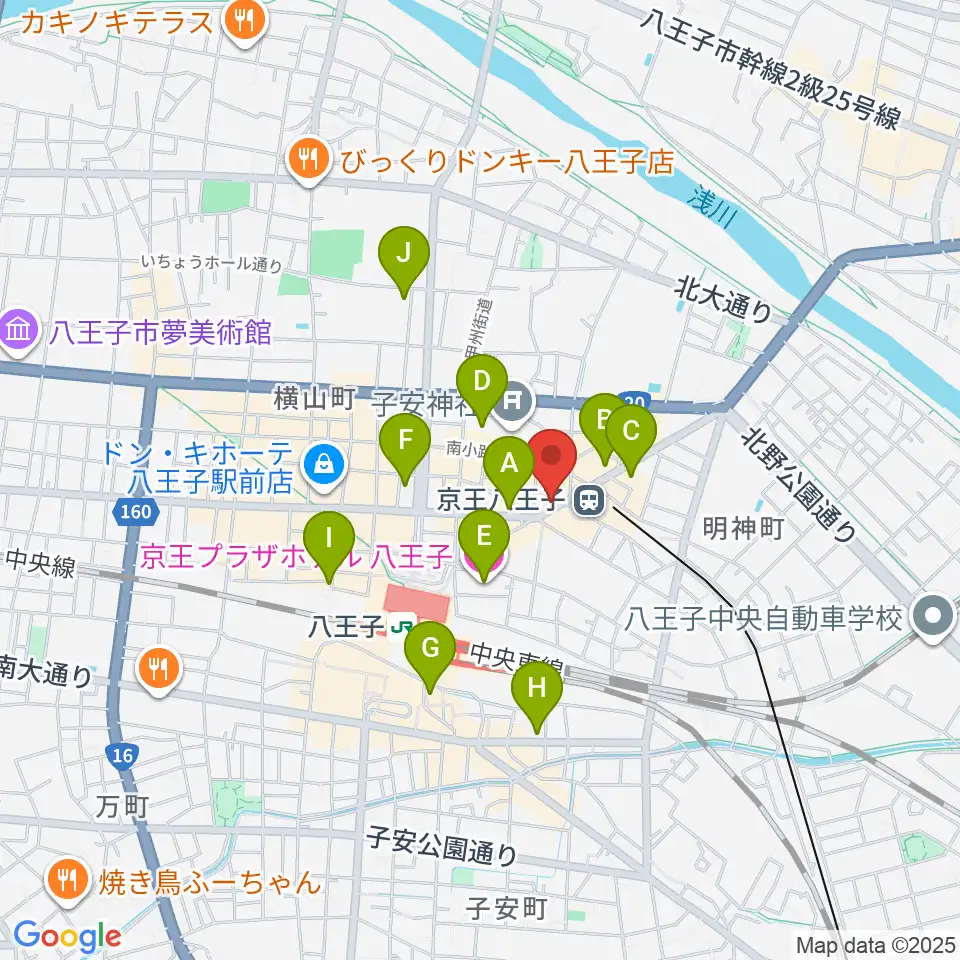 下倉楽器 八王子店周辺のホテル一覧地図