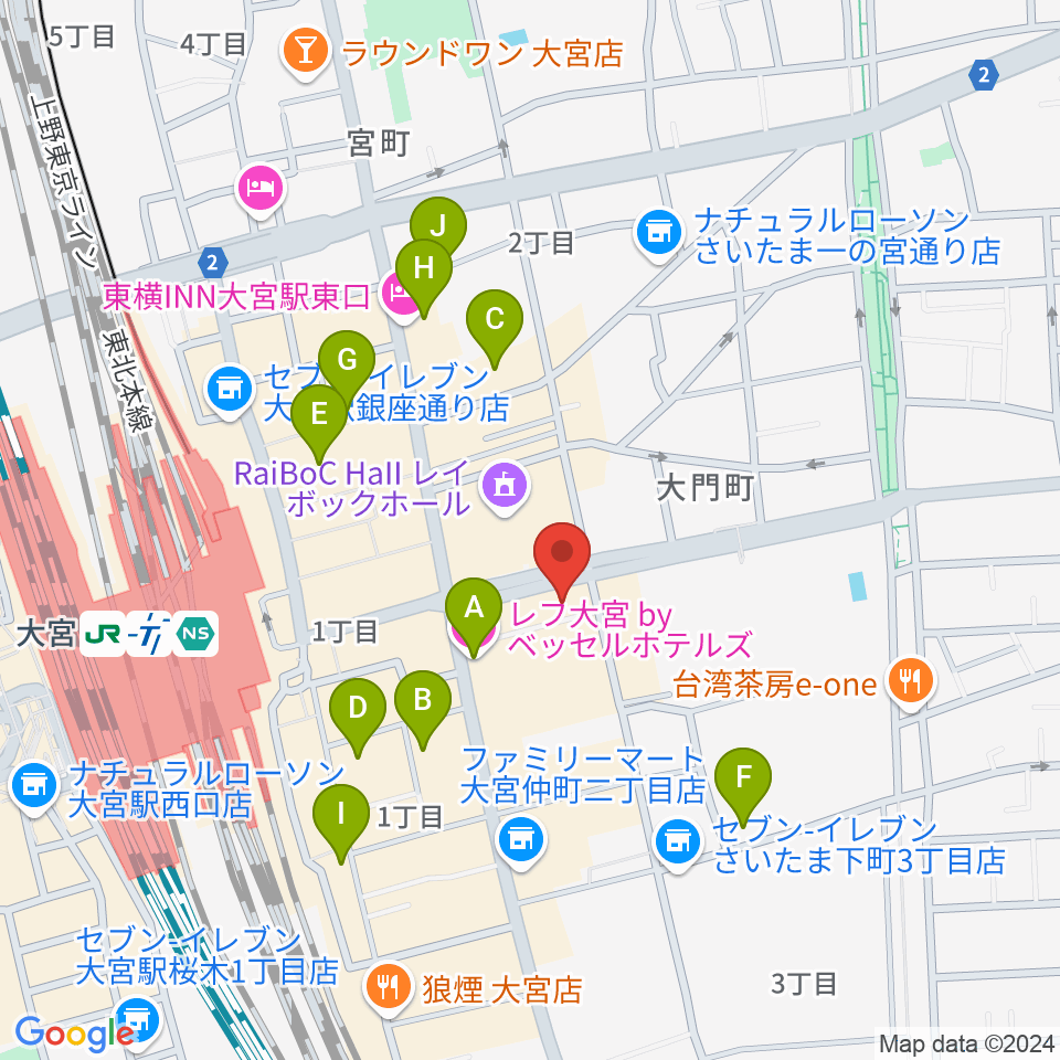 下倉楽器 大宮店周辺のホテル一覧地図