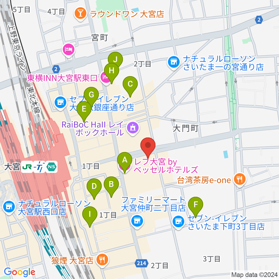 下倉楽器 大宮店周辺のホテル一覧地図