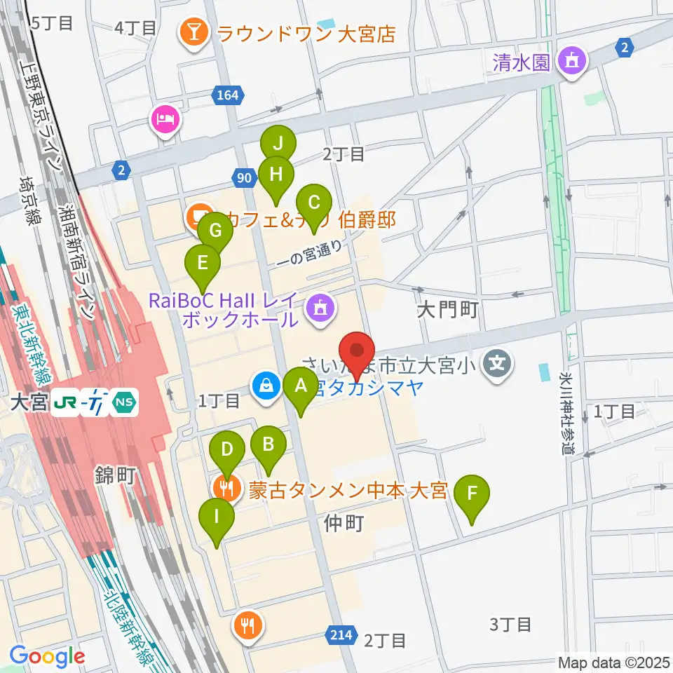 下倉楽器 大宮店周辺のホテル一覧地図
