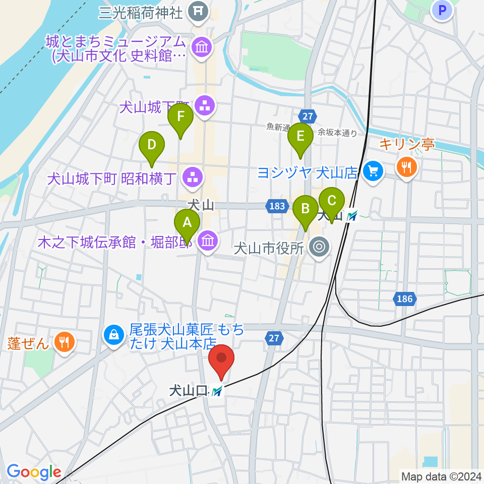 真和楽器周辺のホテル一覧地図