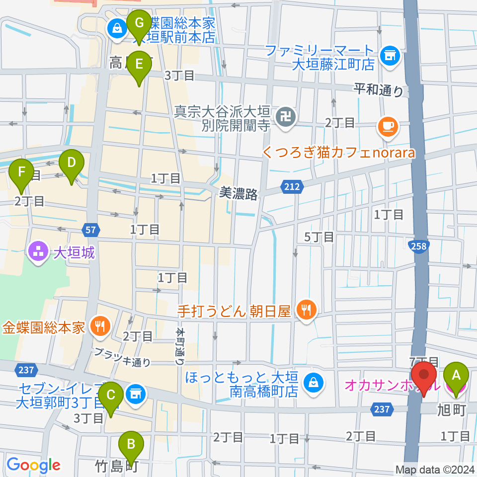 松栄楽器 大垣本店周辺のホテル一覧地図