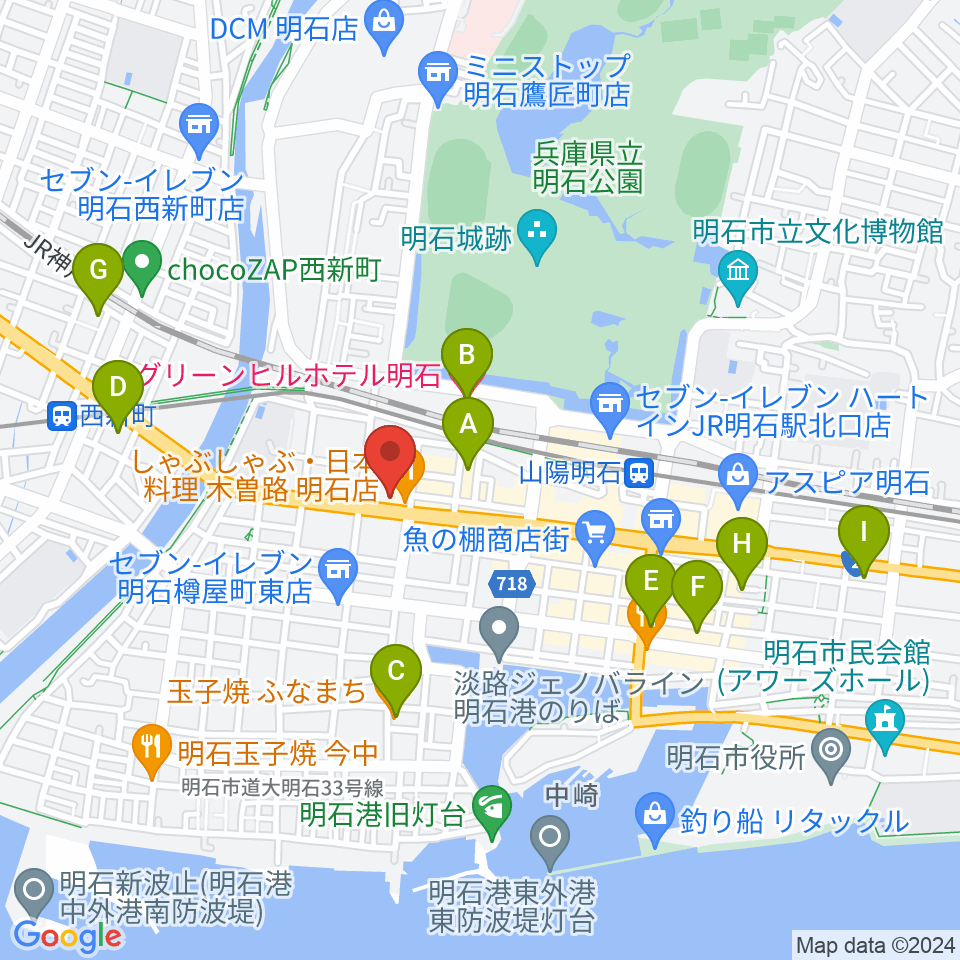 スガナミ楽器 明石店周辺のホテル一覧地図