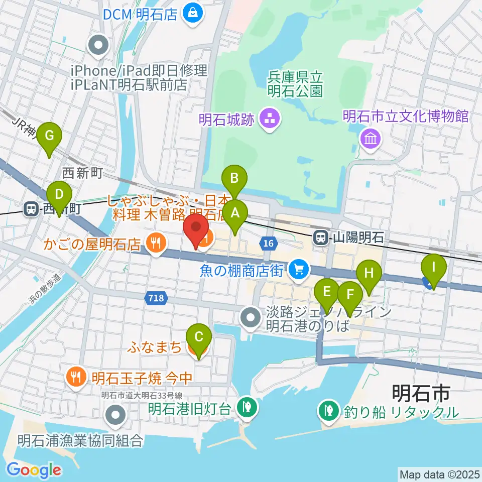 スガナミ楽器 明石店周辺のホテル一覧地図