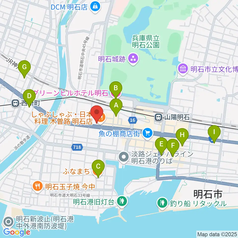 スガナミ楽器 明石店周辺のホテル一覧地図