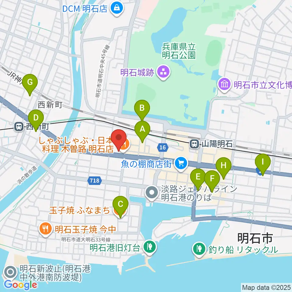 スガナミ楽器 明石店周辺のホテル一覧地図