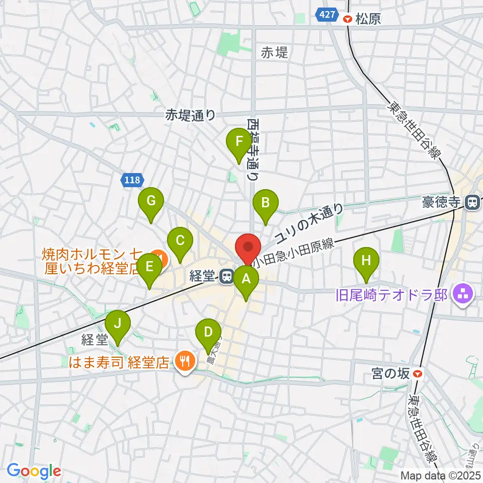 スガナミ楽器経堂店・グランドピアノサロン周辺のホテル一覧地図