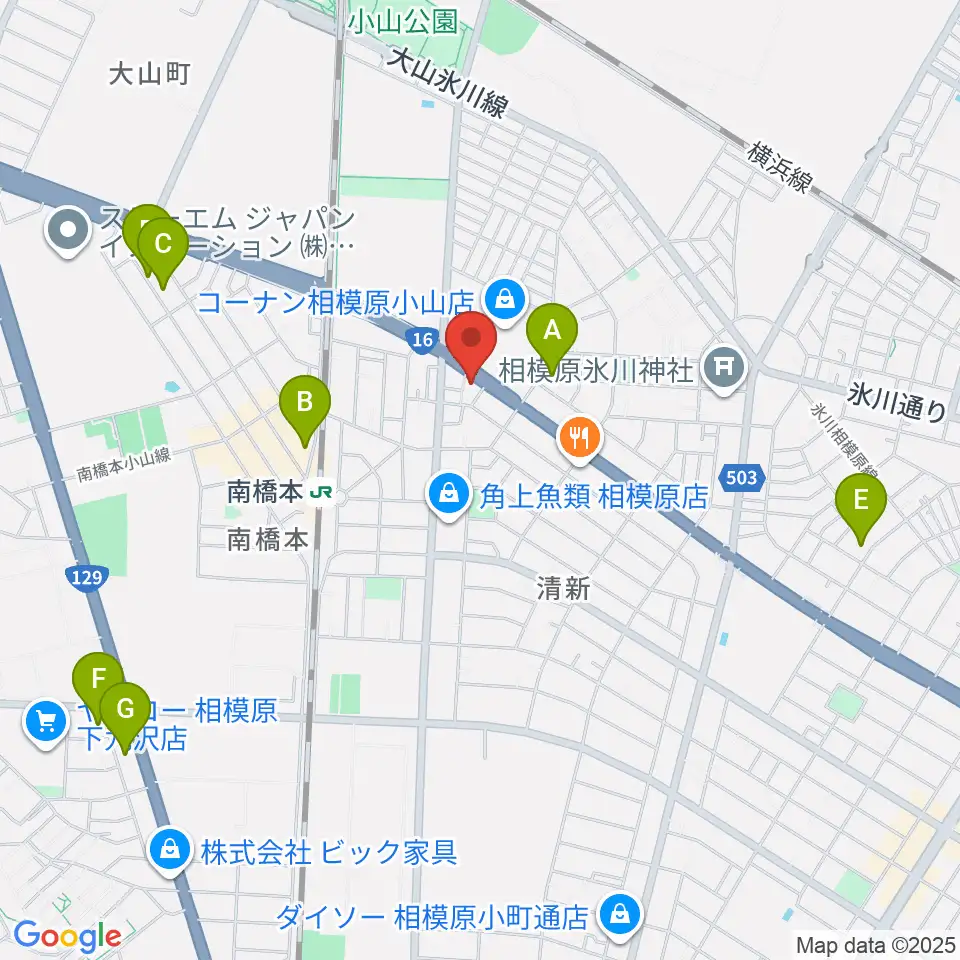 スガナミ楽器 南橋本店周辺のホテル一覧地図