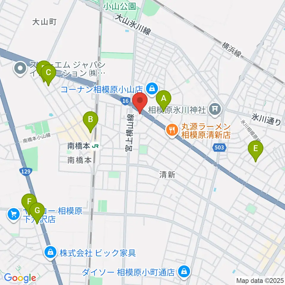 スガナミ楽器 南橋本店周辺のホテル一覧地図
