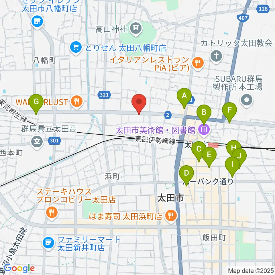 鈴木楽器 太田本町店周辺のホテル一覧地図