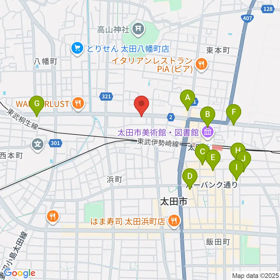 鈴木楽器 太田本町店周辺のホテル一覧地図