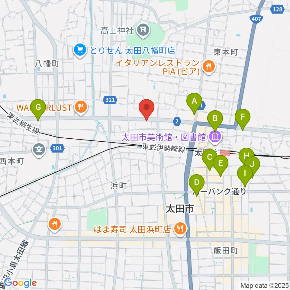 鈴木楽器 太田本町店周辺のホテル一覧地図