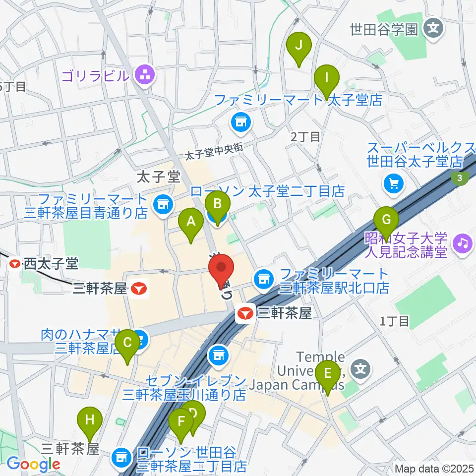 太子堂楽器店周辺のホテル一覧地図