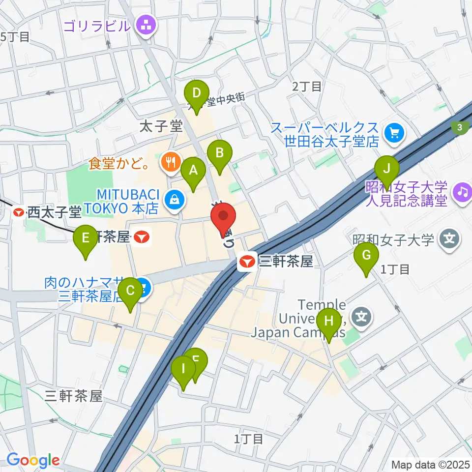 太子堂楽器店周辺のホテル一覧地図