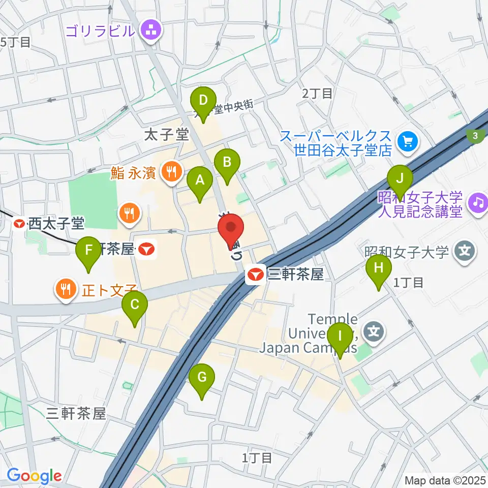 太子堂楽器店周辺のホテル一覧地図