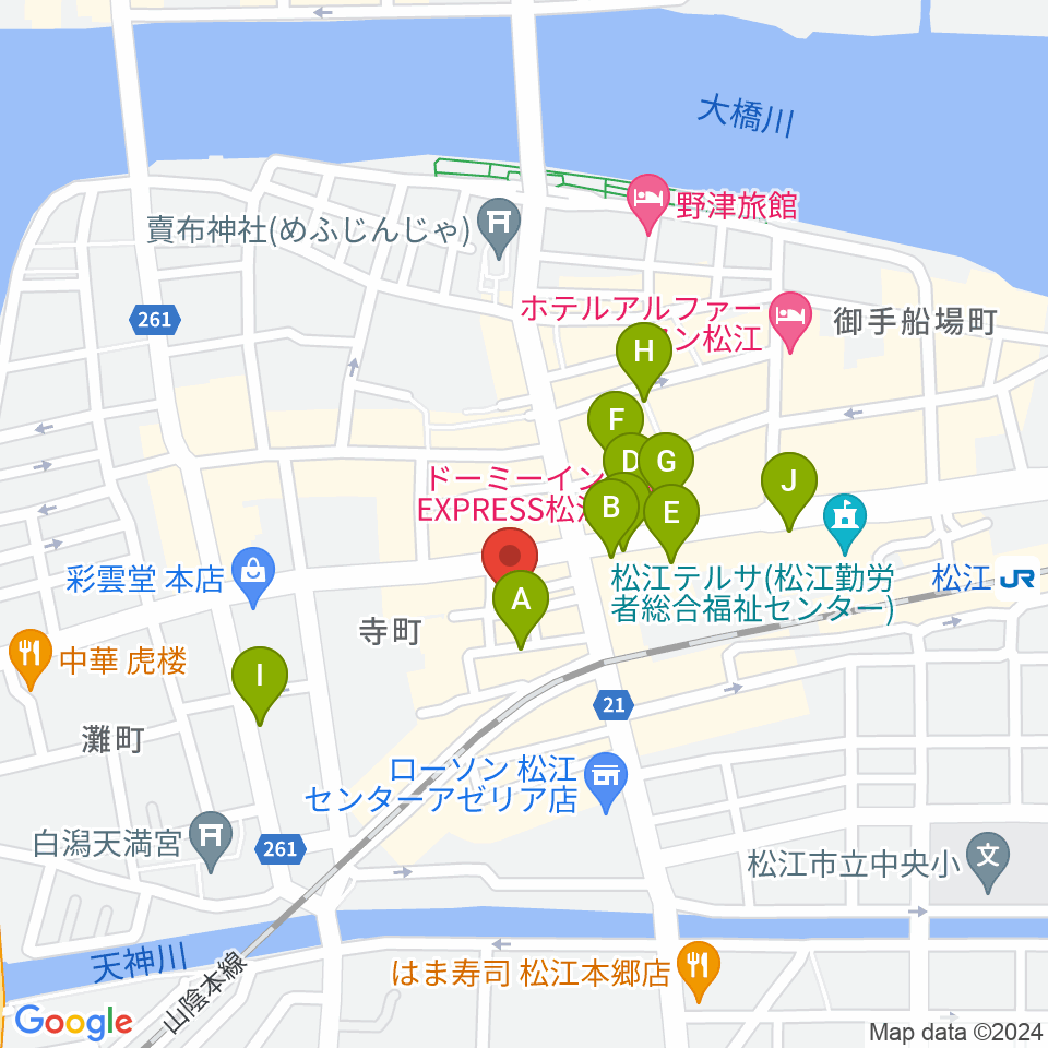 タカキ楽器店周辺のホテル一覧地図