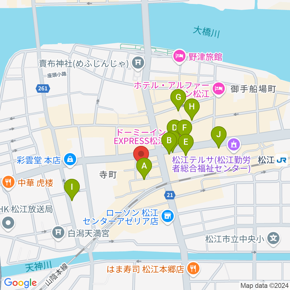 タカキ楽器店周辺のホテル一覧地図