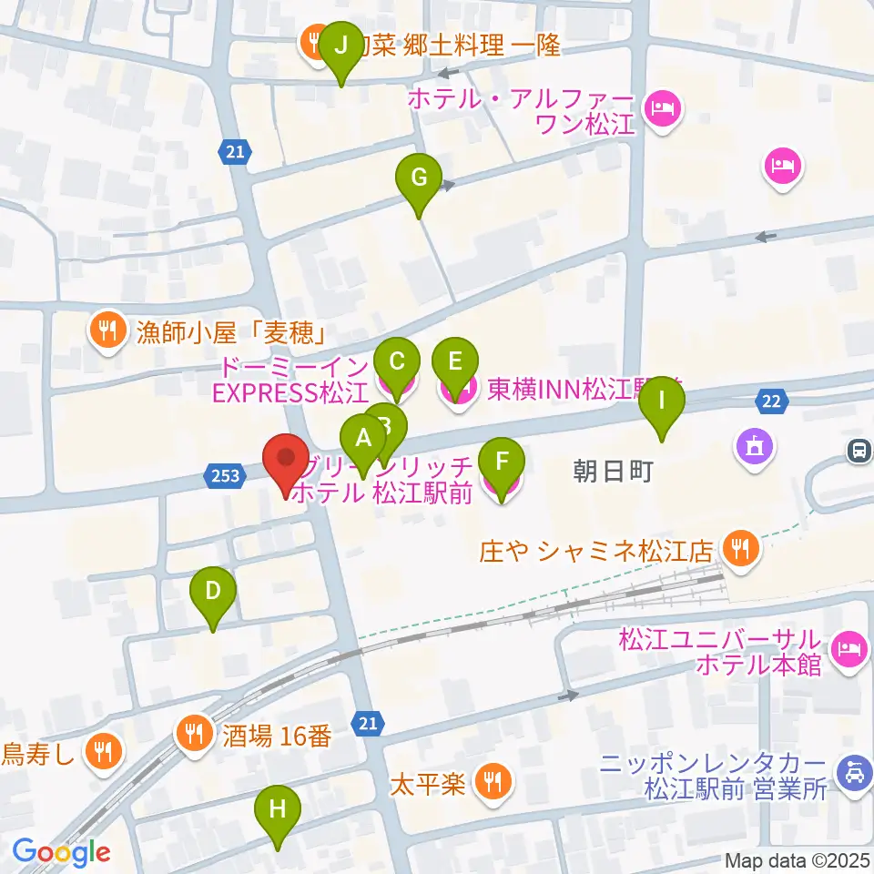 タカキ楽器店周辺のホテル一覧地図