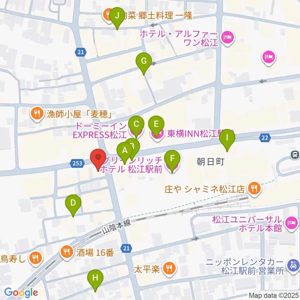 タカキ楽器店周辺のホテル一覧地図