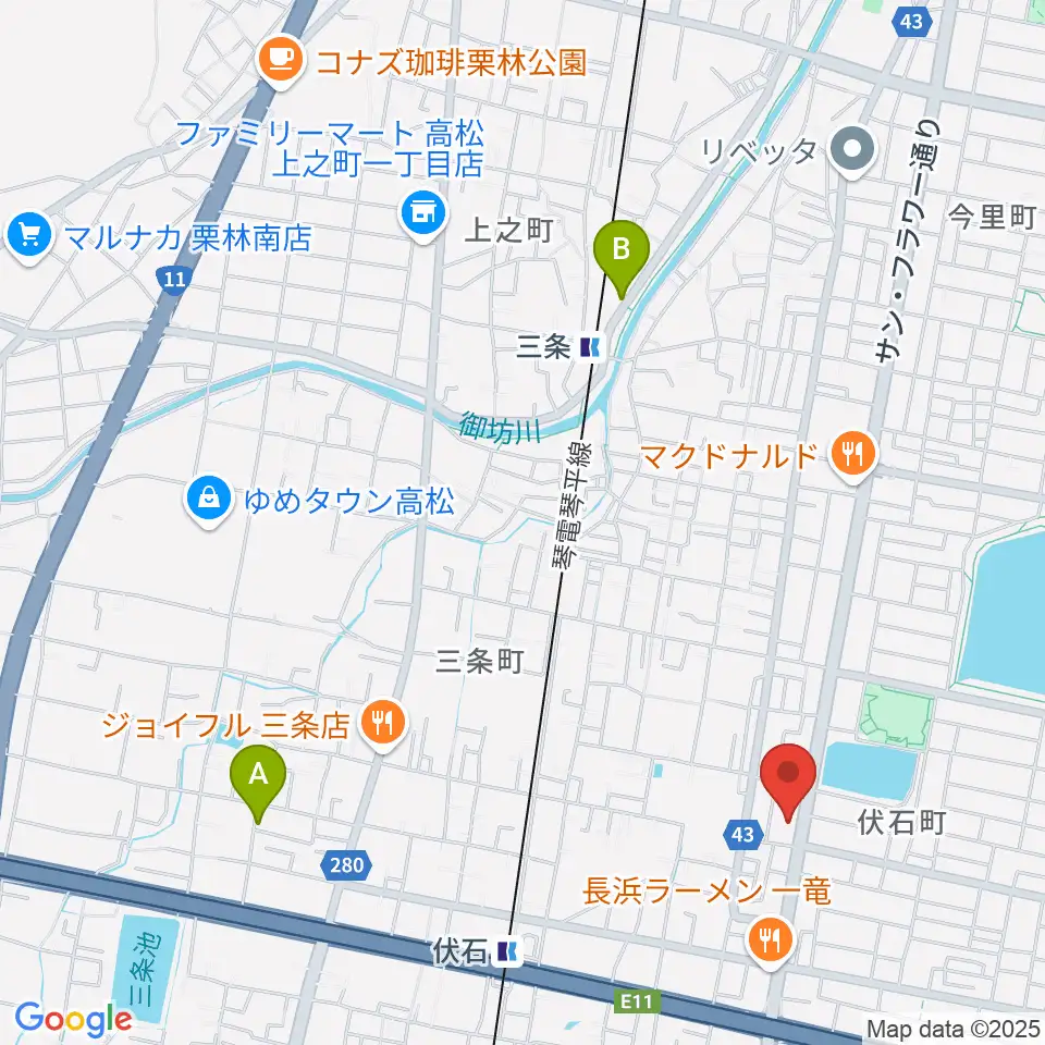 ピアノギャラリーたかまつ楽器周辺のホテル一覧地図